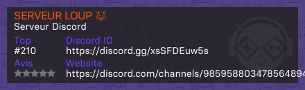 SERVEUR LOUP 🐺 - Serveur Discord