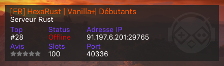 [FR] HexaRust | Vanilla+| Débutants - Serveur Rust