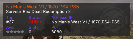 No Man's West V1 / 1870 PS4-PS5