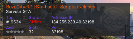 BozoCity RP | Staff actif -Scripts exclusifs | FREE ACCESS |60 FPS