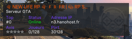 🌴 NEW LIFE RP 🌴 🇫🇷 FR | 🎭 RP STRICT | ⚖️ Légal / Illégal | 🚓 Police active | 🎁 Free Access