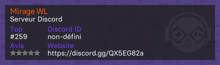 Mirage WL - Serveur Discord