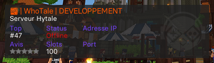 🌌 | WhoTale | DEVELOPPEMENT