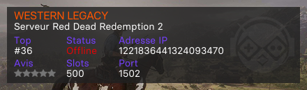 WESTERN LEGACY - Serveur Red Dead Redemption 2