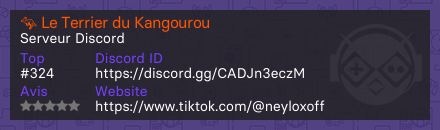 🦘 Le Terrier du Kangourou - Serveur Discord