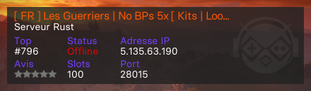 [ FR ] Les Guerriers | No BPs 5x [ Kits | Loot+ | Shop ]