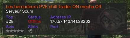 Les baroudeurs PVE chill trader ON mecha Off  - Serveur Scum