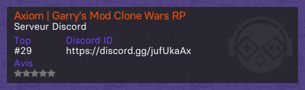 Axiom | Garry’s Mod Clone Wars RP - Serveur Discord