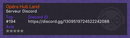 Opéra Hub Land - Serveur Discord