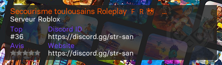 Secourisme toulousains Roleplay 🇫🇷👑🎗️ - Serveur Roblox