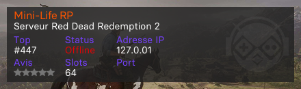 Mini-Life RP - Serveur Red Dead Redemption 2