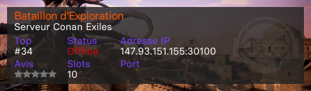 Bataillon d'Exploration - Serveur Conan Exiles