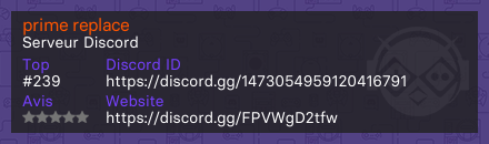 prime replace  - Serveur Discord