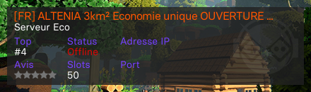 [FR] ALTENIA 3km² Economie unique OUVERTURE LE 14 MARS - 10H00 - Serveur Eco
