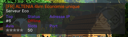 [FR] ALTENIA 4km Economie unique OUVERTURE LE 14 MARS - 10H00 - Serveur Eco