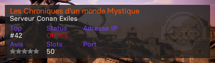 Les Chroniques d'un monde Mystique - Serveur Conan Exiles