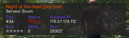 Night of the dead [pvp/pve] - Serveur Scum