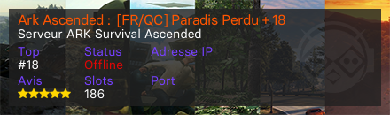 Ark Ascended :  [FR/QC] Paradis Perdu + 18
