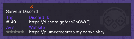 𝓟𝓵𝓾𝓶𝓮 & 𝓢𝓮𝓬𝓻𝓮𝓽𝓼 - Serveur Discord