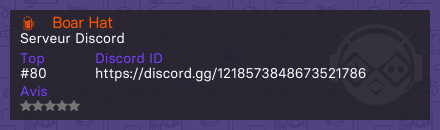 🍺・Boar Hat - Serveur Discord
