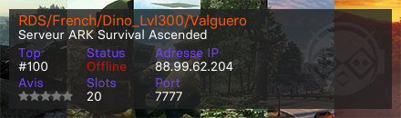 RDS/French/Dino_Lvl300/Valguero - Serveur ARK Survival Ascended
