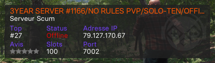 3YEAR SERVER #1166/NO RULES PVP/SOLO-TEN/OFFICIAL LOOT/CN-KR-SEA - Serveur Scum