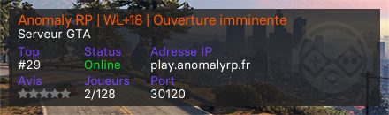 Anomaly RP | WL+18 | Ouverture imminente