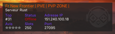 Fr New Frontier | PVE | PVP ZONE | - Serveur Rust