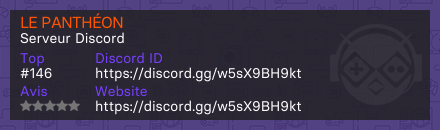LE PANTHÉON - Serveur Discord