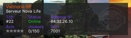 Valmoria RP - Serveur Nova Life