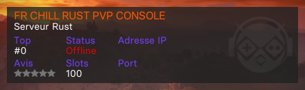 FR CHILL RUST PVP CONSOLE - Serveur Rust