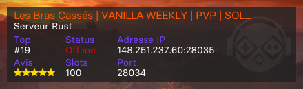 Les Bras Cassés | VANILLA WEEKLY | PVP | SOLO/DUO/TRIO/5MAX | ACTIVE ADMINS