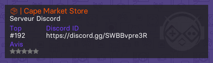 📦 | Cape Market Store - Serveur Discord