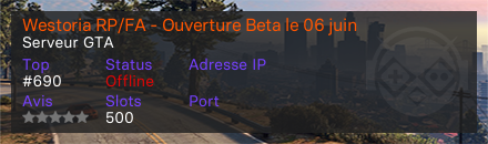 Westoria RP/FA - Ouverture Beta le 06 juin