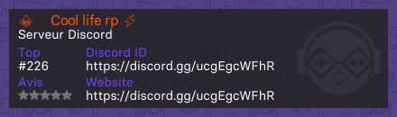 ⚜️ Cool life rp ⚡️ - Serveur Discord