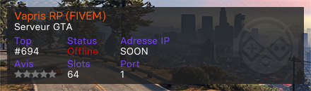 Vapris RP (FIVEM) - Serveur GTA