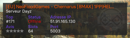 [EU] NeoFloodGames - Chernarus [8MAX] 1PP|HELI|LOOT|PVP