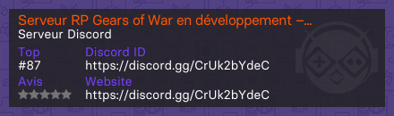 Serveur RP Gears of War en développement – recherche de testeurs (CGU / Parias / Locustes) - Serveur Discord