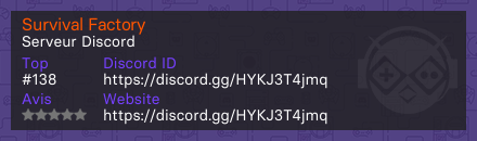 Survival Factory - Serveur Discord
