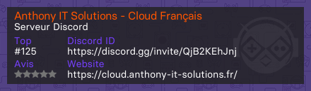 Anthony IT Solutions - Cloud Français - Serveur Discord