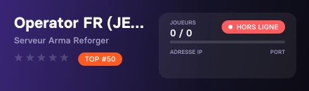 Operator FR (JEU OPERATOR) - Serveur Arma Reforger