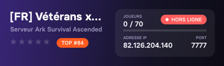 [FR] Vétérans x5 | 6Man | AntiRaid OFF | Shop - Serveur ARK Survival Ascended