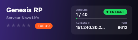 Genesis RP - Serveur Nova Life