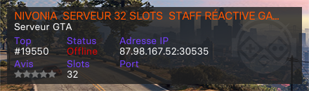 NIVONIA  SERVEUR 32 SLOTS  STAFF RÉACTIVE GANG SÉRIOUS RP ARGENT SALE ⛏SERVEUR EN DEV ⛏ - Serveur GTA