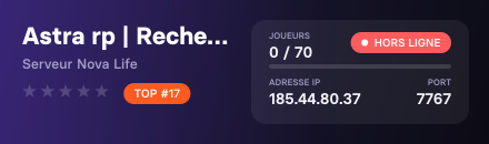 Astra rp | Recherche joueur | start 50k 