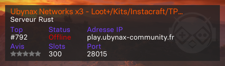 Ubynax Networks x3 - Loot+/Kits/Instacraft/TP/Shop - Serveur Rust