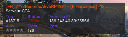 [FR] ????BecomeAliveRP???? - [FreeAccess] -128 Slots - Serveur GTA