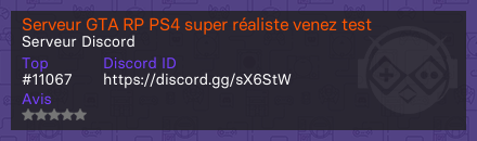 Serveur GTA RP PS4 super réaliste venez test - Serveur Discord