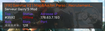 [FR] Gamma V2 | Map&Addon Perso | Recrutement ON | No-VIP | Fun RP | 100K - Serveur Garry's mod