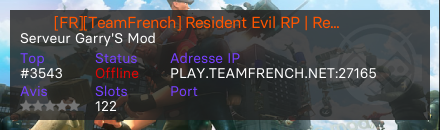 ★★ [FR][TeamFrench] Resident Evil RP | Recrutement [ON]| ★★ - Serveur Garry's mod